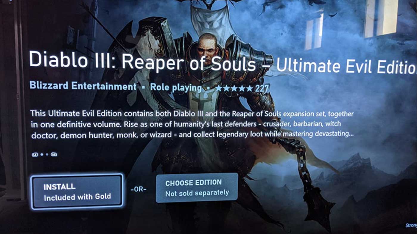 《暗黑破坏神3:夺魂之镰 终极邪恶版》或成Xbox会免游戏